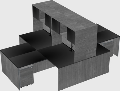 Quad l-shaped office desks