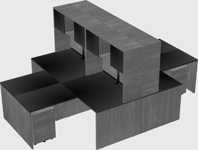 Quad l-shaped office desks
