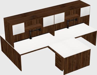 Quad l-shaped office desks