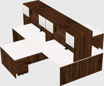 Quad l-shaped office desks