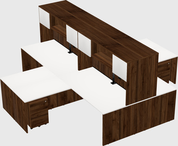 Quad l-shaped office desks