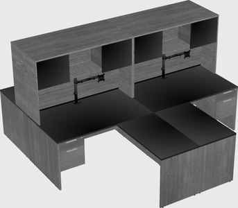 Quad l-shaped office desks
