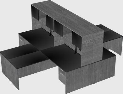 Quad l-shaped office desks
