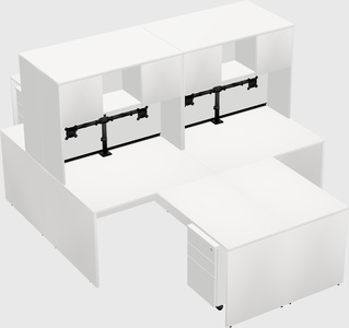 Quad l-shaped office desks
