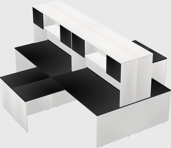 Quad l-shaped office desks