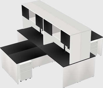 Quad l-shaped office desks