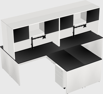 Quad l-shaped office desks