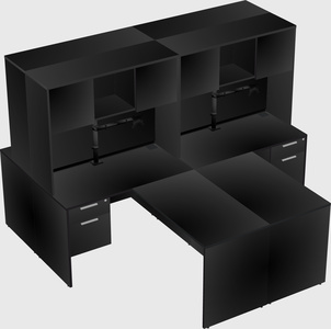 Quad l-shaped office desks