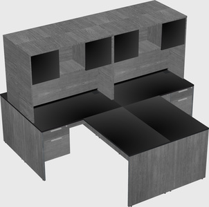 Quad l-shaped office desks