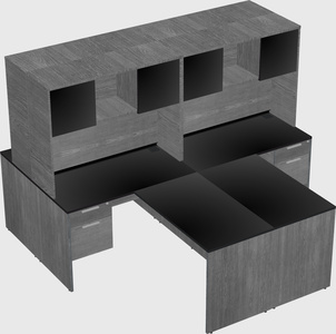 Quad l-shaped office desks