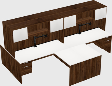 Quad l-shaped office desks