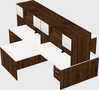 Quad l-shaped office desks