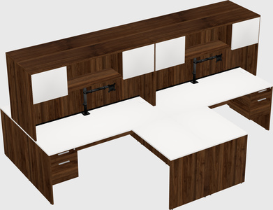 Quad l-shaped office desks