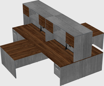 Quad l-shaped office desks