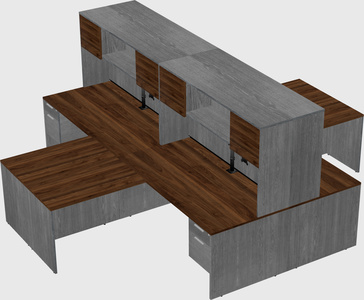 Quad l-shaped office desks