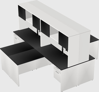 Quad l-shaped office desks