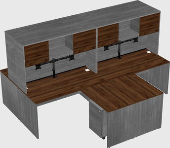 Quad l-shaped office desks