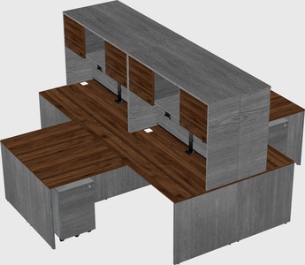 Quad l-shaped office desks