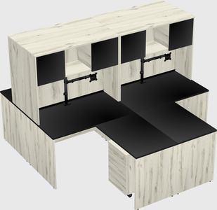 Quad l-shaped office desks