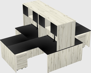 Quad l-shaped office desks