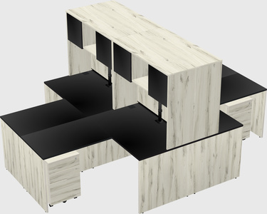 Quad l-shaped office desks