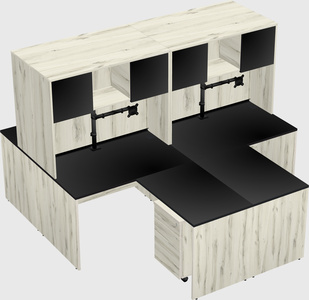 Quad l-shaped office desks