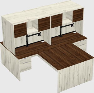 Quad l-shaped office desks