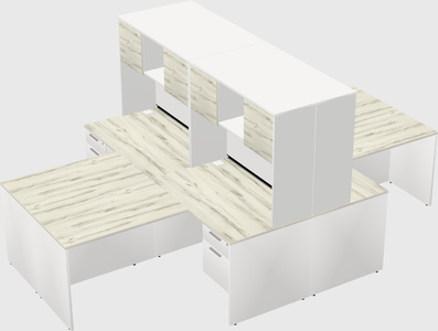 Quad l-shaped office desks