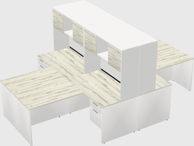 Quad l-shaped office desks