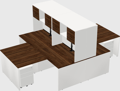 Quad l-shaped office desks