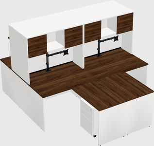 Quad l-shaped office desks