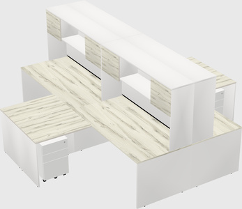 Quad l-shaped office desks