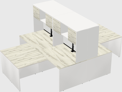 Quad l-shaped office desks