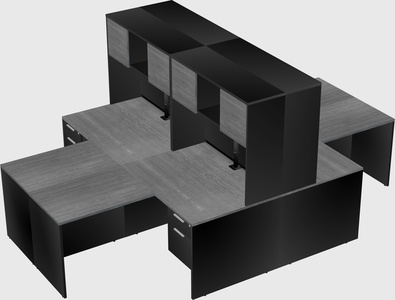 Quad l-shaped office desks