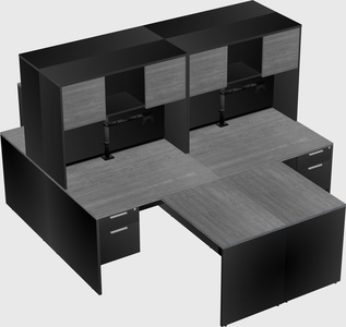 Quad l-shaped office desks