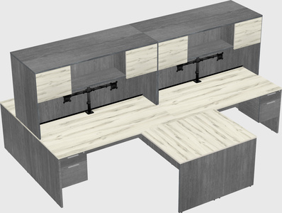 Quad l-shaped office desks