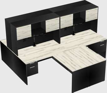 Quad l-shaped office desks