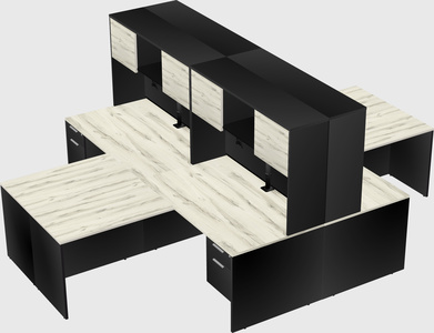 Quad l-shaped office desks