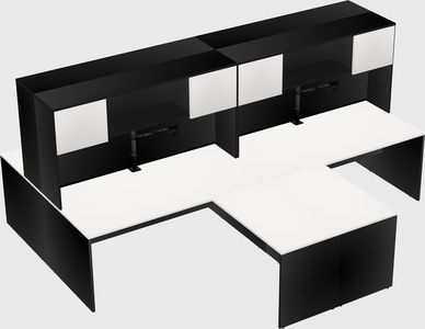 Quad l-shaped office desks