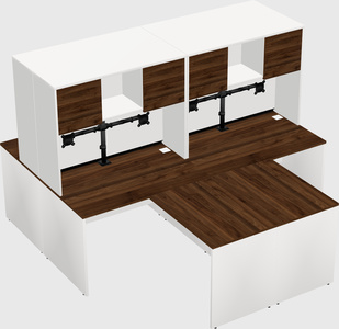 Quad l-shaped office desks