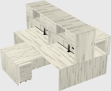 Quad l-shaped office desks