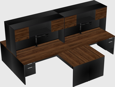 Quad l-shaped office desks