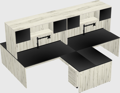 Quad l-shaped office desks