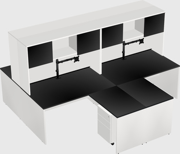 Quad l-shaped office desks