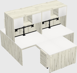 Quad l-shaped office desks