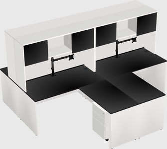 Quad l-shaped office desks