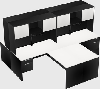 Quad l-shaped office desks