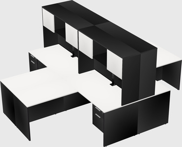 Quad l-shaped office desks