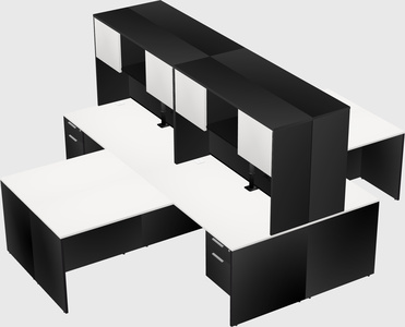 Quad l-shaped office desks