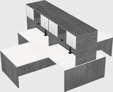 Quad l-shaped office desks